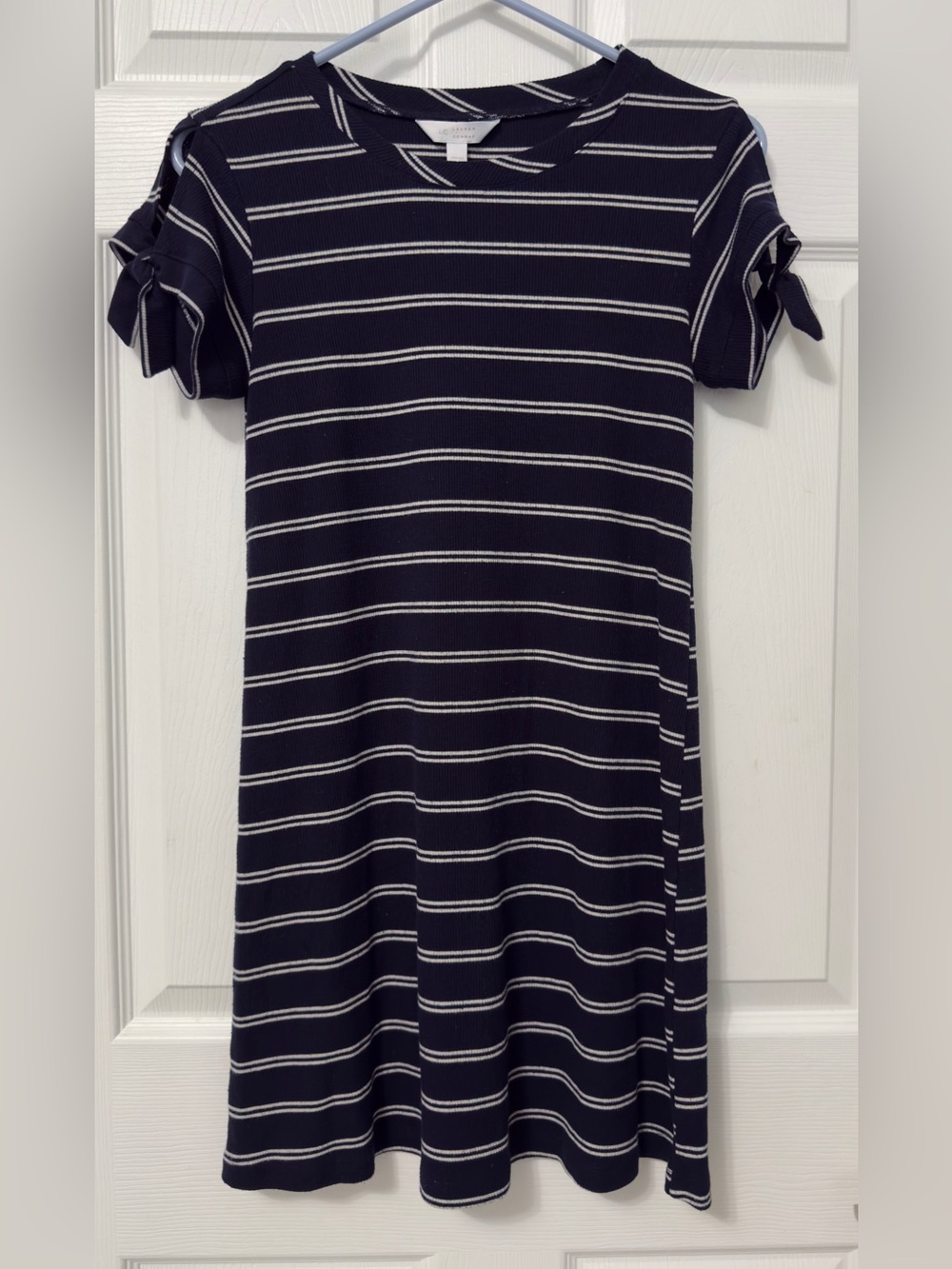 LC Lauren Conrad Navy and White Striped Knit Dress